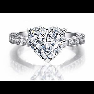 Heart stone sterling silver ring